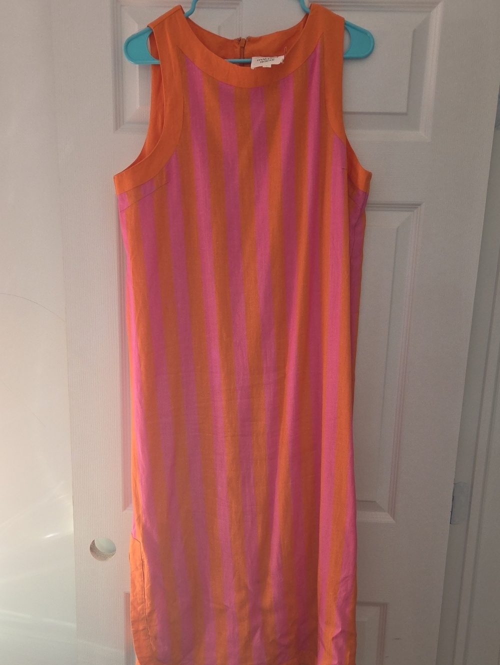 Sleeveless Orange & Pink Stripe Shift Linen Dress Tuckernuck